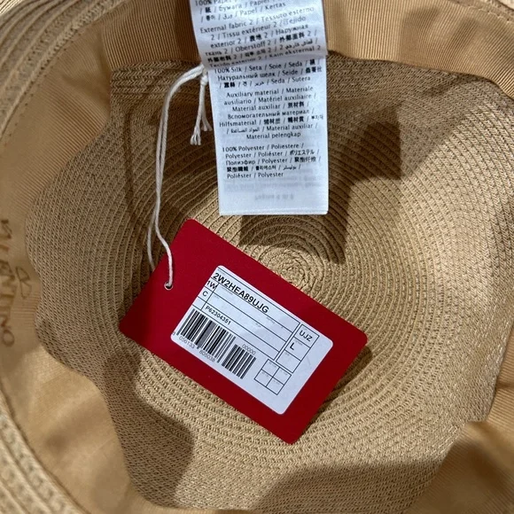 Valentino silk scarf Roman Stud large brim hat NWT